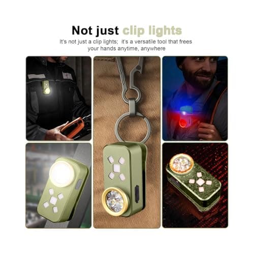 FOSFIS Rechargeable EDC Flashlight, 500 Lumens Portable Clip On Light, Pocket Flashlights Rechargeable, IP68 Waterproof Mini EDC Light for Signaling, Camping, Emergency (Green) - Thumbnail 4