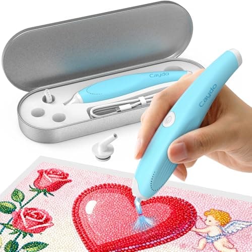 Caydo Cordless Electric Diamond Painting Pen, E-Painter for Diamond Painting - Diamond Art Pen with Vacuum Technology, Ergonomic Design & Storage Tray – No Wax, Patented (Blue)