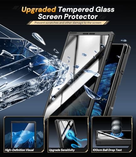 Kaiiecal for for Samsung Galaxy Z-Fold-7 Case: Military Shockproof Rugged Hinge & Privacy Screen Protector [Anti Spy] [Dual-Stand] [Anti-Fingerprint] Durable Bumper Cover for Z Fold7 5G 2025 (Black) - Thumbnail 5