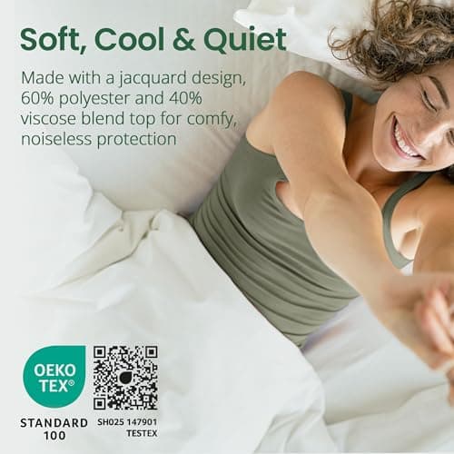 SafeRest Waterproof California King Size Mattress Protector - Viscose Derived from Bamboo - Fitted with Stretchable Pockets - Machine Washable Viscose Blend Mattress Cover for Bed - Thumbnail 4