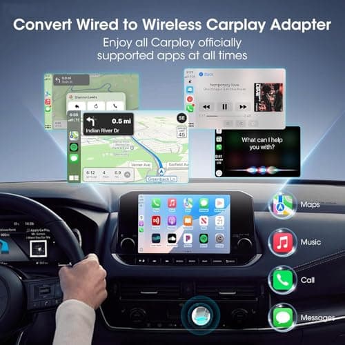 2in1 Mini Wireless Carplay Adapter for Apple iPhone & Android Auto,Plug in Auto Play Wired to Wireless Small Dongle Car Adapter for Cars 2016+ Toyota/Honda/Cadillac/Ford/Chevrolet/Jeep - Thumbnail 3