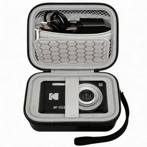 Comecase Hard Camera Case for KODAK PIXPRO FZ55 FZ45, Shockproof Digital Camera Bag with Accessory Mesh Pocket, Small Vlogging Camera Case, Portable Travel Carrying Pouch for All Ages, Black