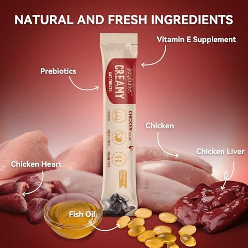 PETPHABET Lickable Cat Treats Squeeze, Creamy Puree Squeezable Wet Kitten Treats, Chicken Recipe 20 Tubes, Paste Snacks for Skin & Coat Health, Digestive Care, High Protein, Grain Free - Thumbnail 3