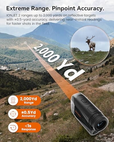 MILESEEY Hunting Rangefinder, 2000+ Yards Rechargeable Laser Range Finder with Bow Hunting Mode, Horizontal Distance/Angle/Scan, 7X Magnification, Waterproof Archery Shooting Rangefinder with Magnet - Thumbnail 2