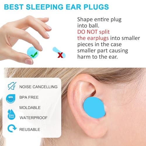 Becheln Ear Plugs for Sleeping, Waterproof Moldable Silicone EarPlugs for Sleeping Noise Cancelling, Mowing, Swimming and Concerts, 8 Pair (16 Count) - Thumbnail 5