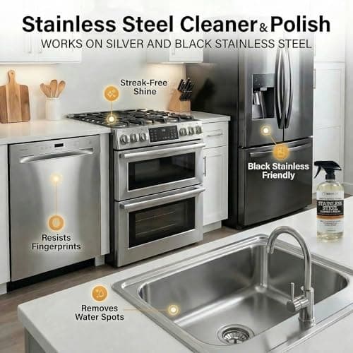 Thirteen Chefs Stainless Steel Cleaner and Polish for Fridge, Oven, Cooktop, Kitchen Appliances, BBQ and Ranges – 16oz - Thumbnail 3