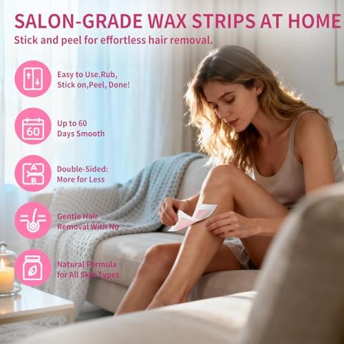 hoyesch 60 PCS Wax Strips - 40 Facial & 20 Body Waxing Kit for Women’ s Hair Removal,Wax Strips for Face,Eyebrow,Body, Arms, Legs, Chest, Back, Bikini/Brazilian Waxing Strips & 4Calming Oil Wipes - Thumbnail 3