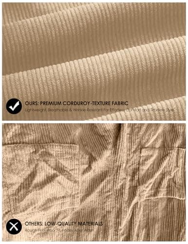 ZAFUL Mens Beach Outfit 2025 Corduroy 1/4 Button Polo Shirt Easter Outfits 2 Piece Set Summer Clothes Beige Large - Thumbnail 5
