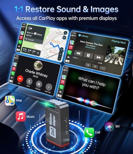 YUHUO 2in1 Wireless Carplay Adapter,2025 Upgrade Mini USB Design for Car Play&Android Auto,Easy Use Fast Stable Connection for iPhone (Grey-Brown) - Thumbnail 3