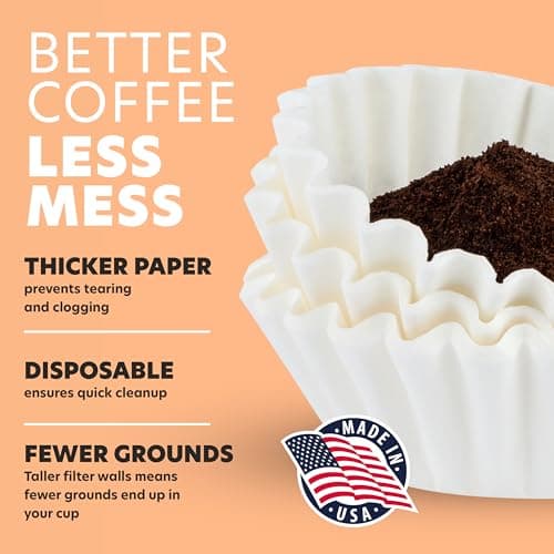 Tupkee Coffee Filters 4-6 Cups - 800 Count, Junior Basket Style, White Paper, Chlorine Free 5 Cup Coffee Filter, Made in the USA - Thumbnail 5