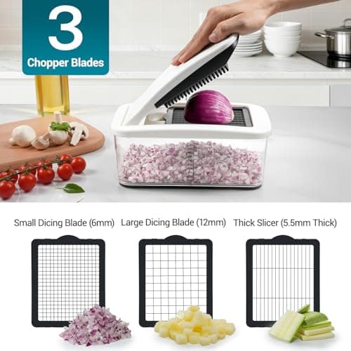 Sopito Vegetable Chopper Mandoline Slicer - Multifunctional Veggie Food Chopper With 6 Blades & Container, Heavy-Duty Vegetable Slicer and Cutter for Onion, Salad, and Food Preparation - Thumbnail 4