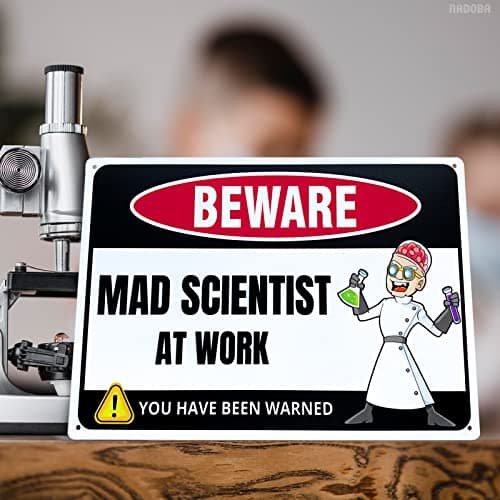 Mad Scientist at Work Desk Decor Tin Sign - Laboratory Posters for Wall - Metal Wall Decor - Science Gifts for Adults - Funny Science Classroom Decor - Party Decorations - Thumbnail 6