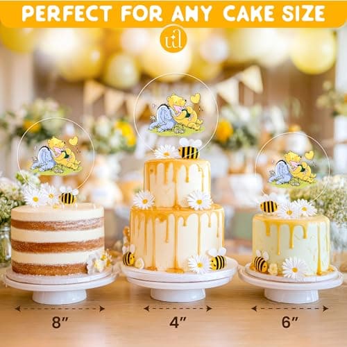 Woodamore Classic Pooh Baby Shower Cake Topper - Acrylic Cake Topper Baby Shower Decorations, Pooh Cupcake Toppers Winnie Birthday Decorations - Thumbnail 5