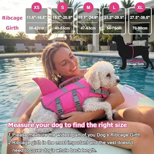 Dogcheer Shark Fin Dog Life Jacket, Adjustable Dog Harness Life Vest for Swimming Boating, Reflective Puppy Swim Vest Pet Flotation Device for Small Medium Large Dogs -Pink, XS - Thumbnail 2
