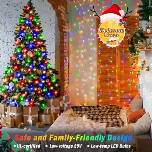 KNONEW 403ft 1000 LED String Lights Outdoor Christmas Lights 8 Modes & Timer Fairy Light Plug in Waterproof LED String Lights for Xmas Yard Tree Wedding Party Holiday Decorations (Multicolor) - Thumbnail 6