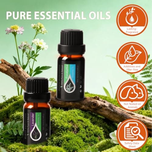 Essential Oils Set, 20 x 10ML Essential Oil Gift for Diffuser, Massage, Humidifiers, Sleep, Refreshing, Cars & Home Products, Eucalyptus, Lavender, Peppermint, Tea Tree More Aromatherapy Oil - Thumbnail 2