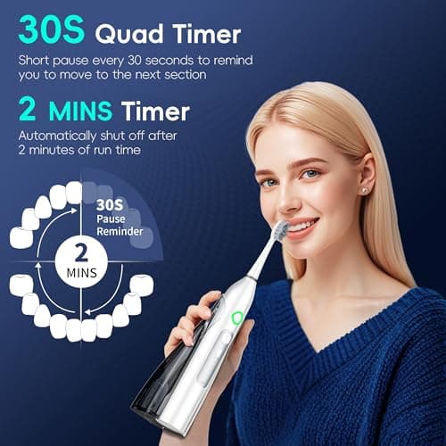 OILSAO Electric Toothbrush with Water Flosser, 3 Sonic Modes, 5 Flossing Speeds with 3 Brushes + 1 Nozzle, Portable Flossing Toothbrush Combo for Adults Teeth Cleaning Kit for Plaque Removal,White - Thumbnail 5