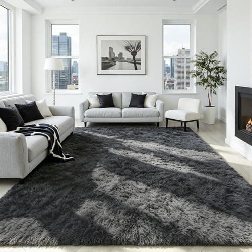 5x7 Area Rug for Living Room, Ultra Soft Fluffy Grey Rugs for Bedroom, Non Slip Large Shag Carpet, Fuzzy Plush Nursery Rug, Thick Washable Indoor Floor Carpets for Kids Office Dorm Home Decor - Thumbnail 2