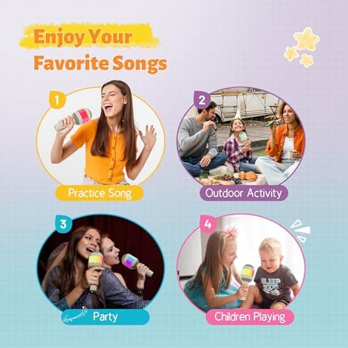 Wireless Karaoke Machine Portable Bluetooth Microphone with LED Light - Thumbnail 5
