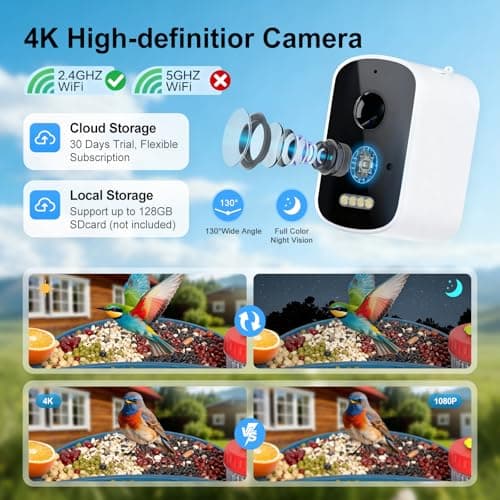 Smart Bird Feeder with Camera Solar Powered, 4K HD Video Bird House, AI Bird Species Identification, Live Stream & Night Vision, Auto-Capture & Notify, Weatherproof Design, Ideal Gifts for Lover - Thumbnail 4