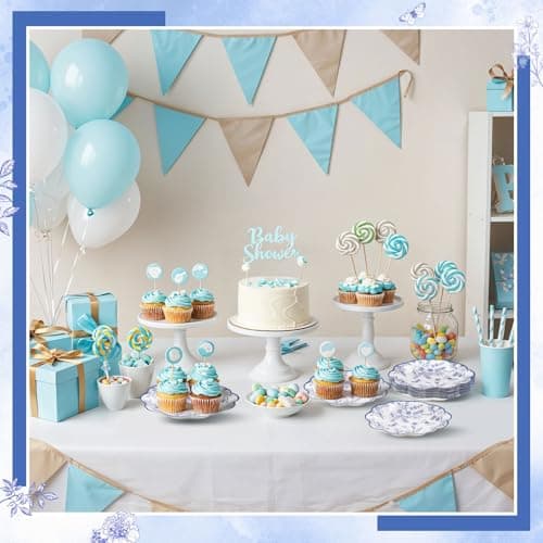 NatNarr 30 Pcs Blue Floral Paper Plates, 7 Inch Tea Party Plates Vintage Chinoiserie Flower Plate Disposable Blue and White Dessert Plate for Spring Garden Party Baby & Bridal Shower Birthday Wedding - Thumbnail 6