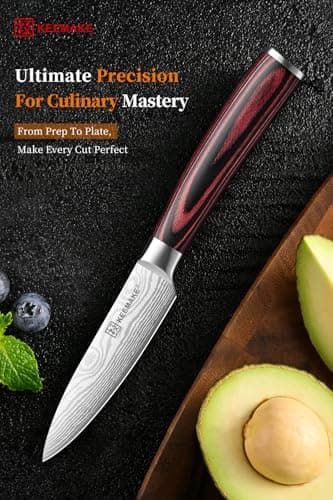 KEEMAKE 3.5 Inch Paring Knife - Ultra Sharp Fruit Knife High Carbon Stainless Steel Small Kitchen Knives for Peeling Slicing with Ergonomic Handle with Elegant Gift Box - Thumbnail 2