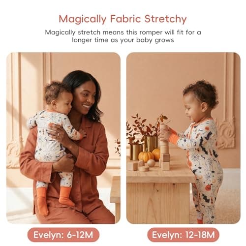 aqpa Baby Pajamas for Boys & Girls, Preemie & Newborn Onesies Sleepers, 92% Viscose From Bamboo 2-Way Zippers Footless PJs(Beige Halloween 0-3M) - Thumbnail 4