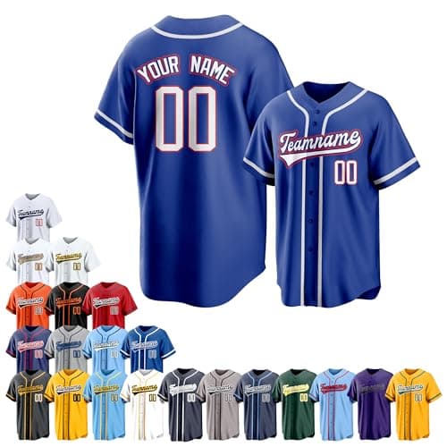 Blue White Team Name Custom Men Baseball Jersey Softball T Shirts Women Customized Youth Button Down Stitched or Printed Names Numbers Personalized Designs - Image 1