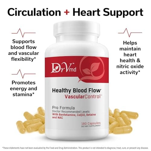 DrVmd Vascular Control – NAC, CoQ10, Benfotiamine, Betaine (3 Month Supply) Circulation, Heart Health, Energy & Endurance Support – Antioxidant B Vitamins Supplement - Thumbnail 4