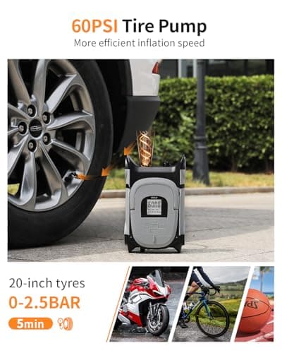 GICLE Paddle Board Pump Electric 12V DC, SUP Air Pump with Dual Stage Fast Inflation & Auto-Off, Electric Air Pump for Inflatable Paddle Board, Boat, Kayak, Air Mattress,Tents -DC12V 60PSI - Thumbnail 5