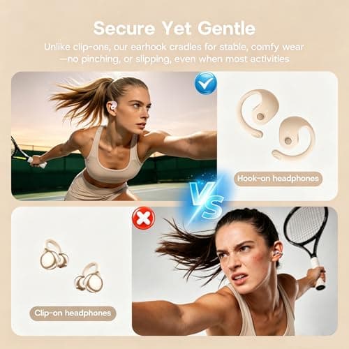 Yeforu Over Open Ear Earbuds Wireless Bluetooth Open Ear Headphones Air Conduction Earbuds that Don't Go in Your Ear with Awareness of Surroundings with Over-Ear Hooks - Thumbnail 6