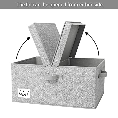 GRANNY SAYS Fabric Storage Bin with Lid, Decorative Storage Box with Label, Extra Large Storage Baskets, Closet Organizer, Memory Keepsake Box, Gray, 1-Pack - Thumbnail 5
