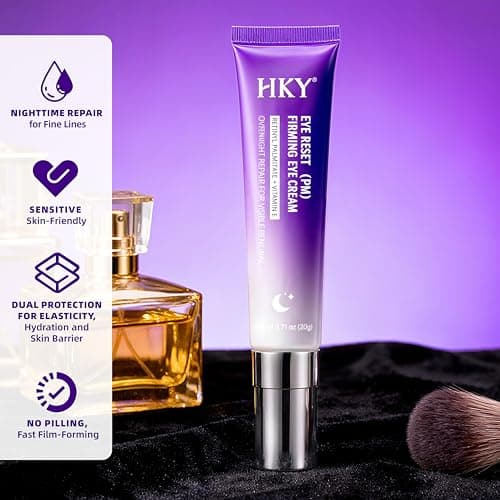 HKY Night Eye Cream with Collagen & Acetyl Hexapeptide-8 – Anti-Aging Repair Eye Treatment for Wrinkles & Fine Lines, Snow Mushroom + Centella + Hyaluronic Acid, Korean Skincare, 0.71 oz - Thumbnail 2