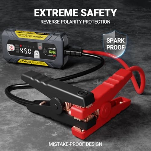 LOKITHOR JT400 12V Jump Starter and Battery Tester 2-in-1, 2500A Battery Jumper Starter Portable for Up to 8.5L Gas & 6.5L Diesel Engines, 100-2000 CCA Load Capacity Automotive Load Tester (Yellow) - Thumbnail 3
