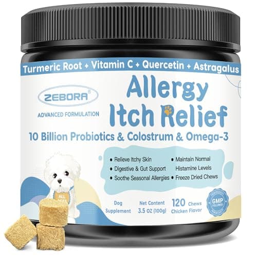 Dog Allergy Relief Chews, with Probiotics, Omega 3, Colostrum - Dog Itching Skin & Ears Relief, Herbal Skin & Coat Supplement, Gut & Immune Support, Hot Spot Treatment, Anti Seasonal Allergies - Image 1