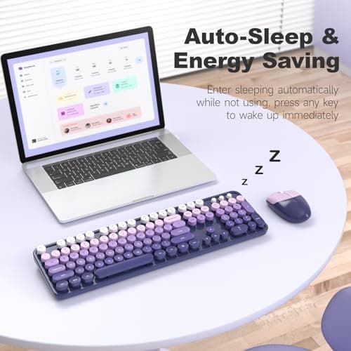 Dilter Wireless Keyboard and Mouse Combo, 104 Keys Full-Size Typewriter Keyboards, 2.4 GHz USB Receiver Plug and Play for Windows 7 8 10 11, PC, Laptop, Desktop (Purple) - Thumbnail 6