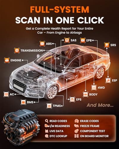 ANCEL DS200 Full System OBD2 Scanner with 15+ Reset Services - Oil/BMS/Brake Reset, DPF Regen, Injector Coding, ABS Bleeding, Free Lifetime Updates, Online Customer Service - Thumbnail 4