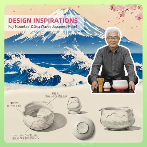 TEANAGOO 7 Pcs Matcha Whisk Set,Pink Matcha Set, Matcha Kit for Ceremony, Matcha Tea Set for Making Breakfast/Latte, Matcha Whisk and Pink Bowl with Scoop&Sifter, Gift for Matcha Lover - Thumbnail 2