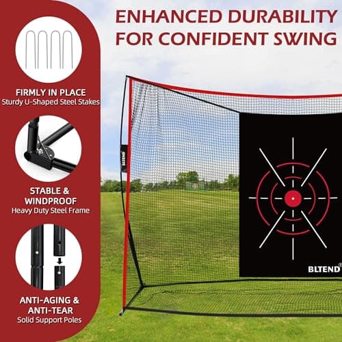 Golf Pracitce Net Set: 10x7ft Heavy Duty Golf Nets for Backyard Driving Real Balls, Golfer Training Equipment with Tri-Turf Mat for Outdoors/Indoors Hitting Driving Swing Chipping, Ideal Golfer Gift - Thumbnail 4