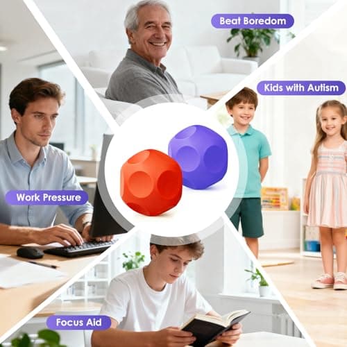 Olaivy Sensory Stress Balls - Fidget Toys for Adults & Teen, Silicone Polyhedron Hand Therapy Ball with Beads Inside Relief Stress Squeeze Toy for Autism & ADHD, Office Desk Toy - Thumbnail 5