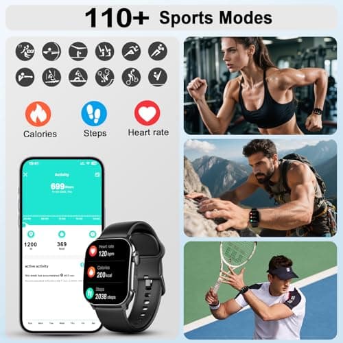 Smart Watch, 2.01" AMOLED Curved Display Fitness Tracker with Answer/Make Calls, Fitness Watch with Fitness and Sleep Trackers, Heart Rate Monitor, Always-On Display, Water Resistant, for Android iOS - Thumbnail 6