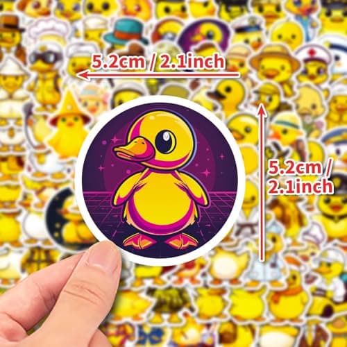 Yellow Duck Stickers, Vinyl Waterproof Decals for Water Bottle, Laptop, Phone Case, Cup, Guitar, Birthday Party Supplies (A-50) - Thumbnail 4