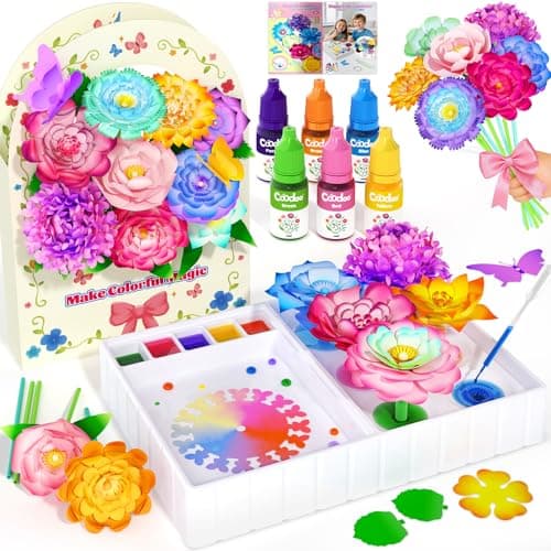 Coodoo DIY Flower Craft Kits, Magic Dyeing Florist Bouquet Maker Art Supplies Arts and Crafts for Kids Ages 4-6 4-8 8-12, STEM Montessori Toddler Kids Toys Birthday Easter Gifts for Girls Boys - Image 1