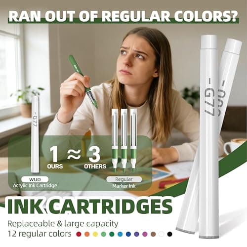 WUO 60 Colors Acrylic Paint Markers, Water-Based No-Bleed Brush Tip Pens - Thumbnail 4