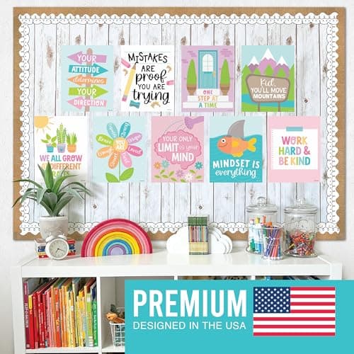 Hadley Designs Motivational Poster for Classroom Decor - 9 Growth Mindset Classroom Posters Elementary, Inspirational Wall Decor Middle School, Teacher Must Haves, Pastel Bulletin Board Decorations - Thumbnail 3