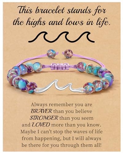 Inspirational Gifts for Women, Get Well Gifts for Women Wave Bracelet Beaded Inspirational Bracelets Cheer Up Gifts Spiritual Thoughtful Always Remember Birthday Gift Ideas Jewelry - Image 1