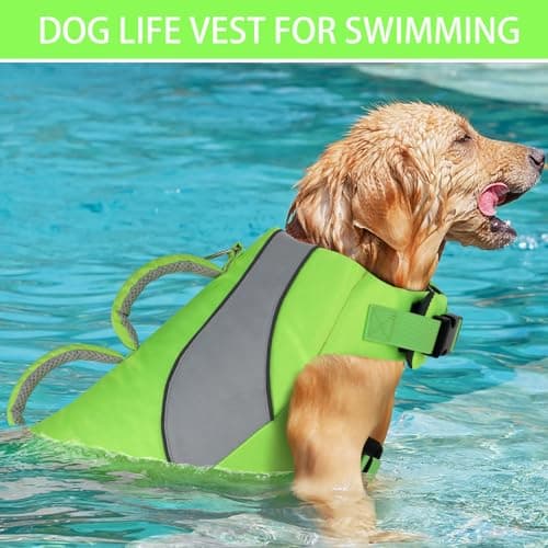 Doglay Dog Life Vest, Dog Life Jacket with Double Rescue Handles and Reflective Stripes, Adjustable High Visibility Swimming Safety Vest,Pet Life Preserver Lifesaver for Small Medium Large Dogs. - Thumbnail 3