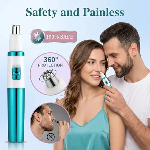 AREYZIN Ear and Nose Hair Trimmer Clipper - 2026 Professional Painless Ladies Eyebrow & Facial Hair Trimmer for Men Women,Battery-Operated,with IPX7 Waterproof Dual Edge Blades for Easy Cleansing - Thumbnail 3