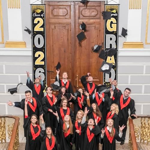 OHOME Graduation Decorations 2026 - Black Gold Congrats Grad Porch Banner for Graduation Party Decorations - Class of 2026 - Party Favors Supplies Backdrop Yard Signs Decor (Black) - Thumbnail 6