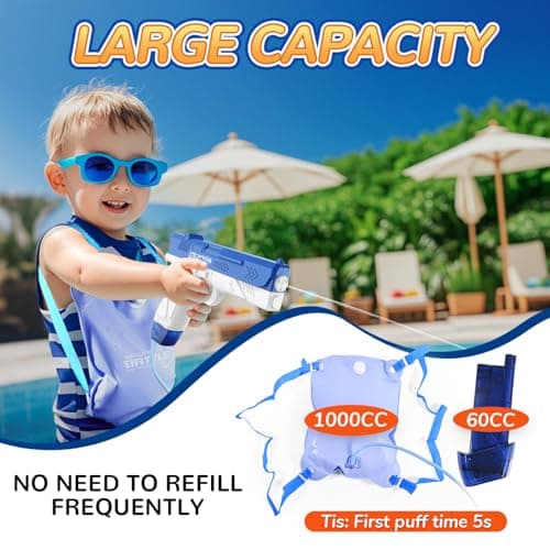 GPPNKC Electric Water Guns for Kids and Adults - Automatic Power Water Pistol with 1000ml Large & 25-33FT Long Range Squirt Guns for Pool Beach Party Outdoor Summer Toys Gift for Boys Girls (2 Pack) - Thumbnail 6